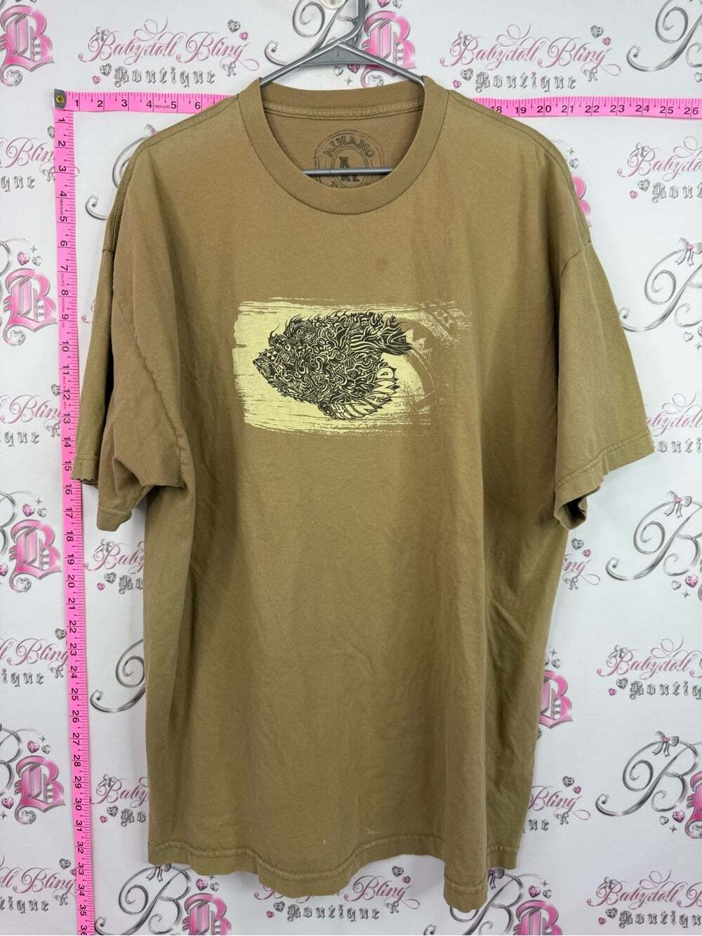 HINANO T-shirt Men's Short-Sleeve Brown Graphic Fish Tee